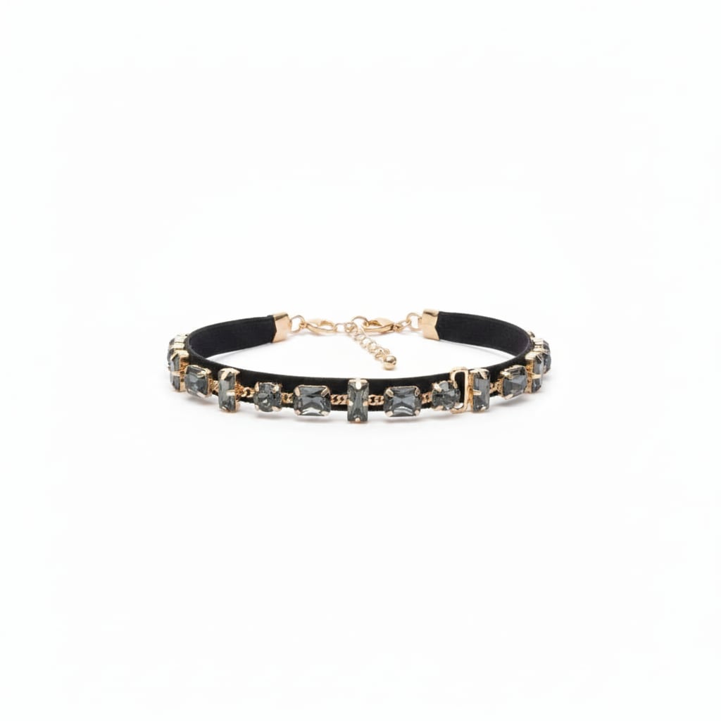 Bracciali in pietre e velluto per lei - Nero