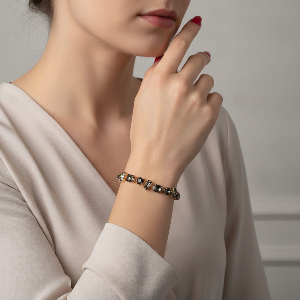Bracciali in pietre e velluto per lei - Nero