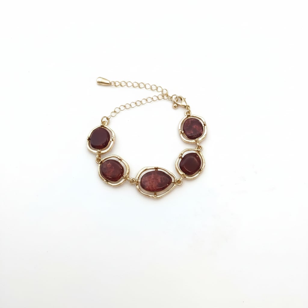 Bracciale con Pietre Asimmetriche - Rosso