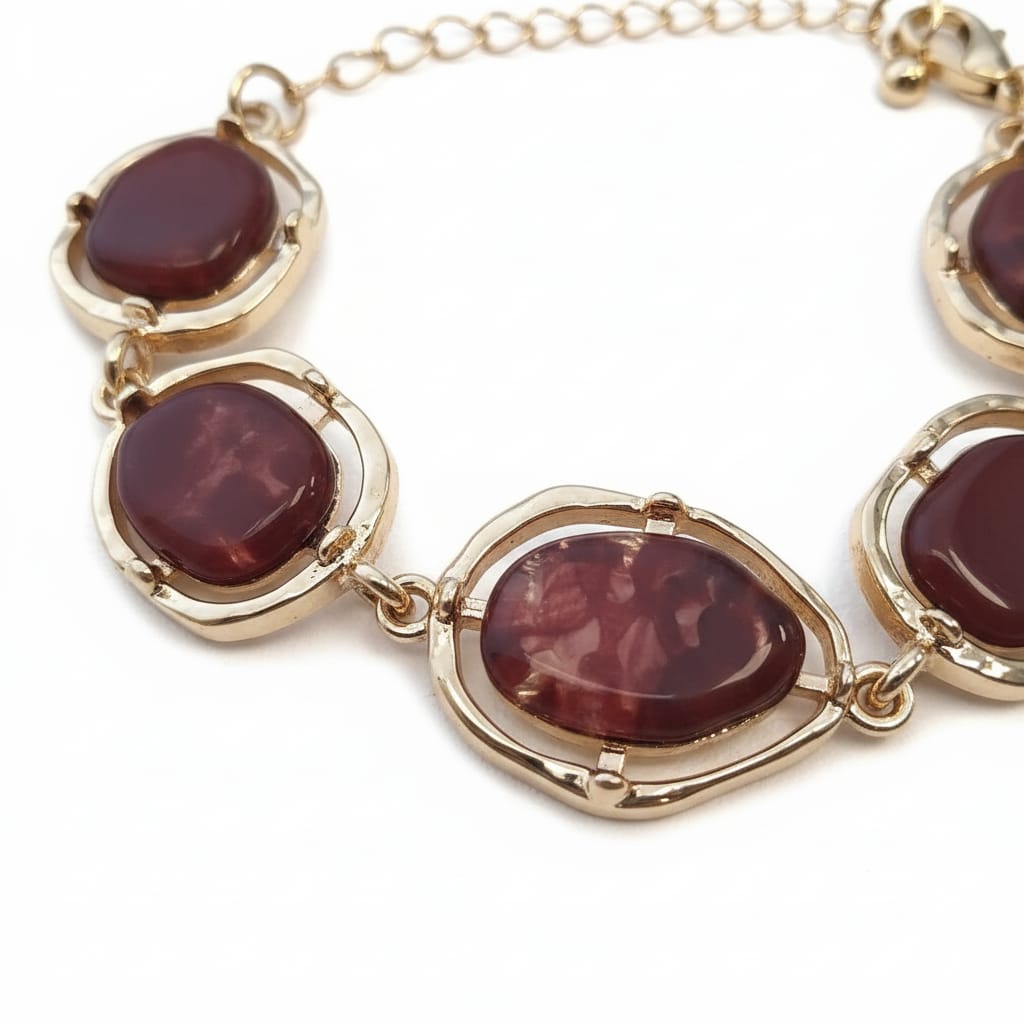 Bracciale con Pietre Asimmetriche - Rosso