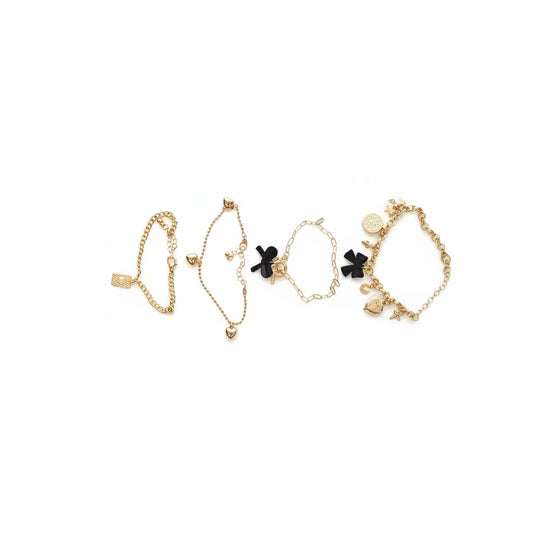 Card 4 Bracelets Bows and Hearts - Black
