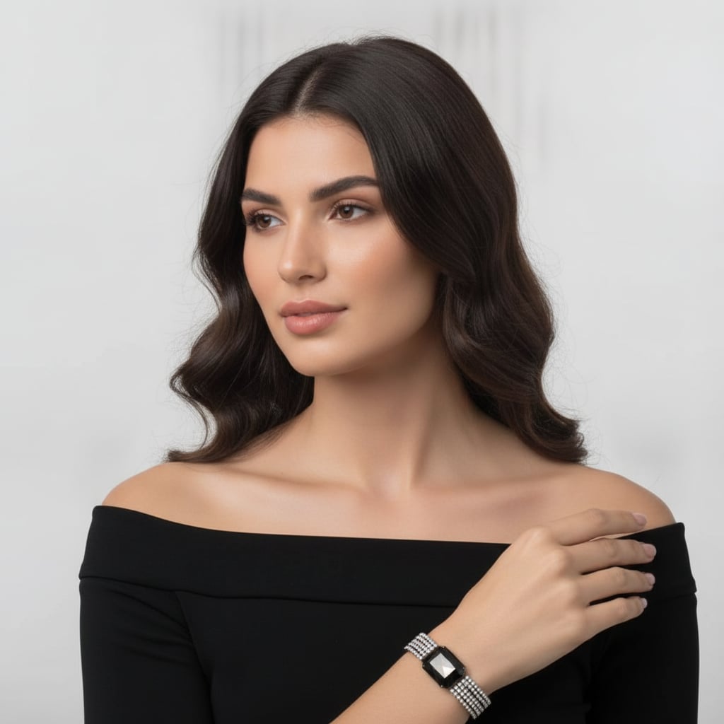 Bracciale in strass con grande pietra - canna di fucile