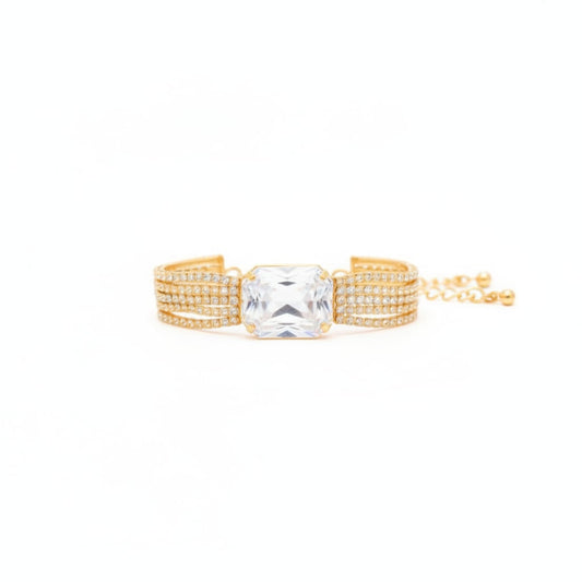 Bracciale in strass con grande pietra - Oro