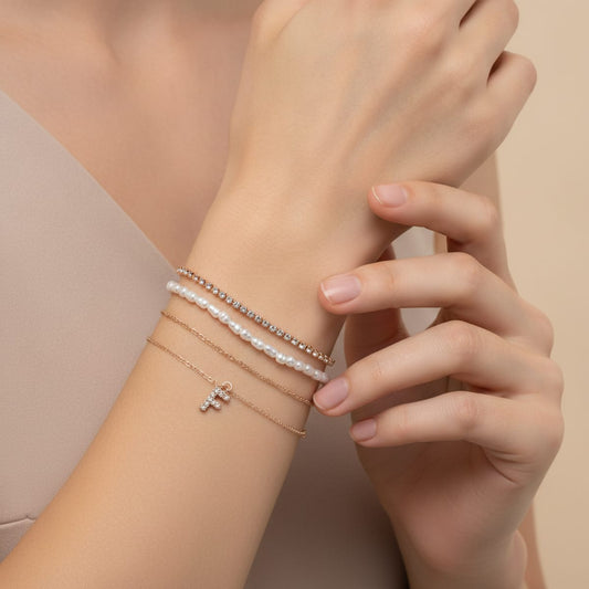 Elegant Letter Bracelets with Rhinestones - 