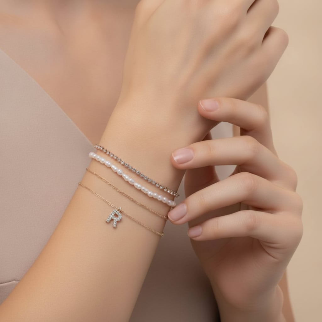 Elegant Letter Bracelets with Rhinestones - 
