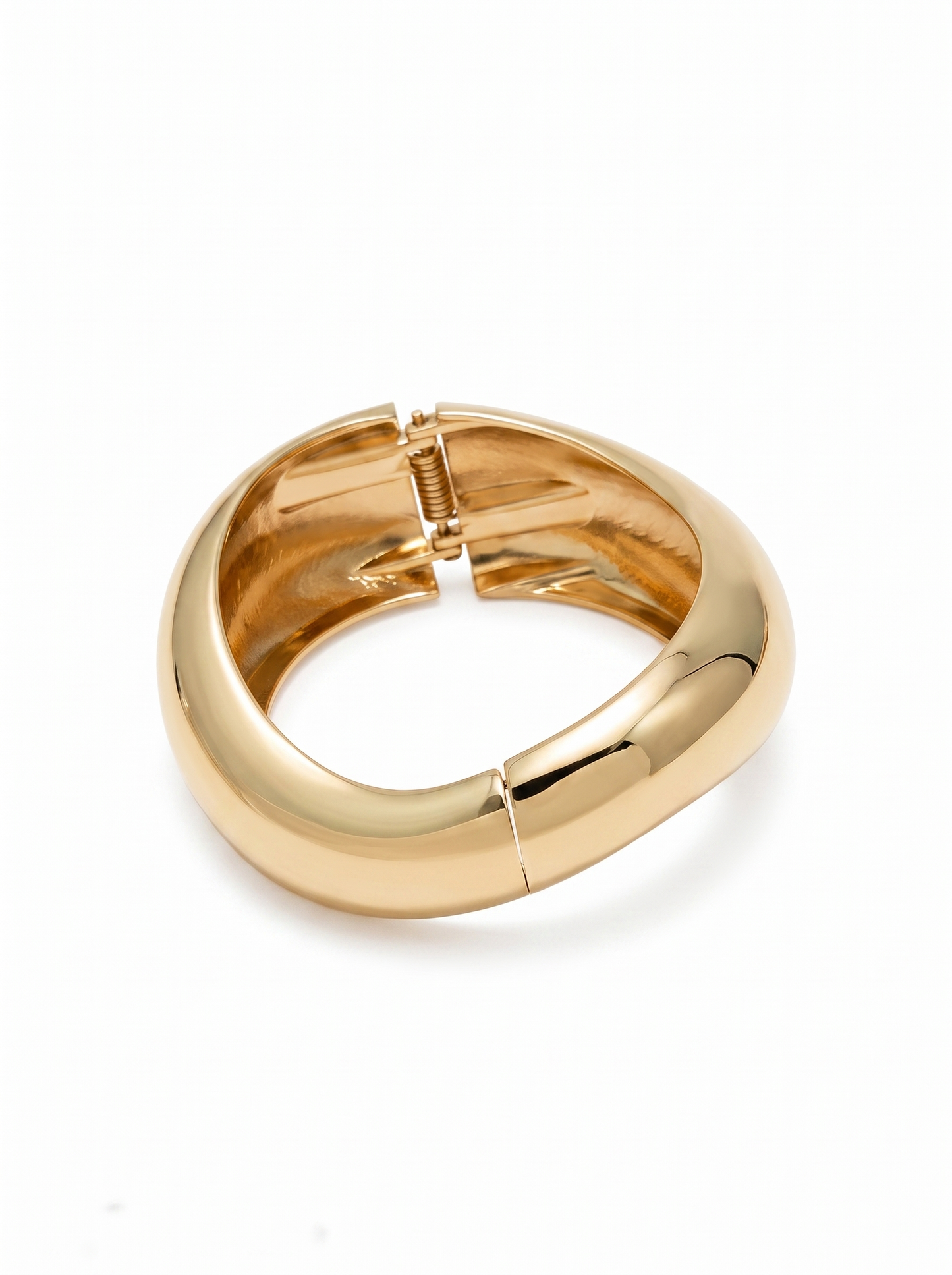 Wave-shaped curved rigid bracelet - Gold