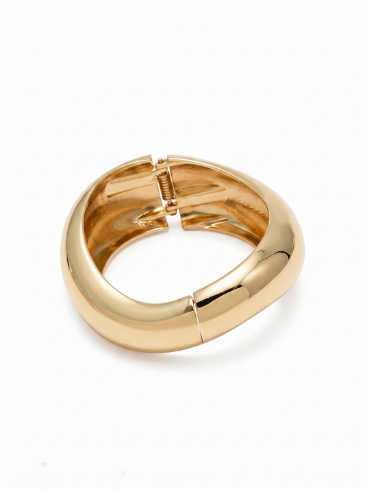 Bracciale rigido bombato a onda - Oro