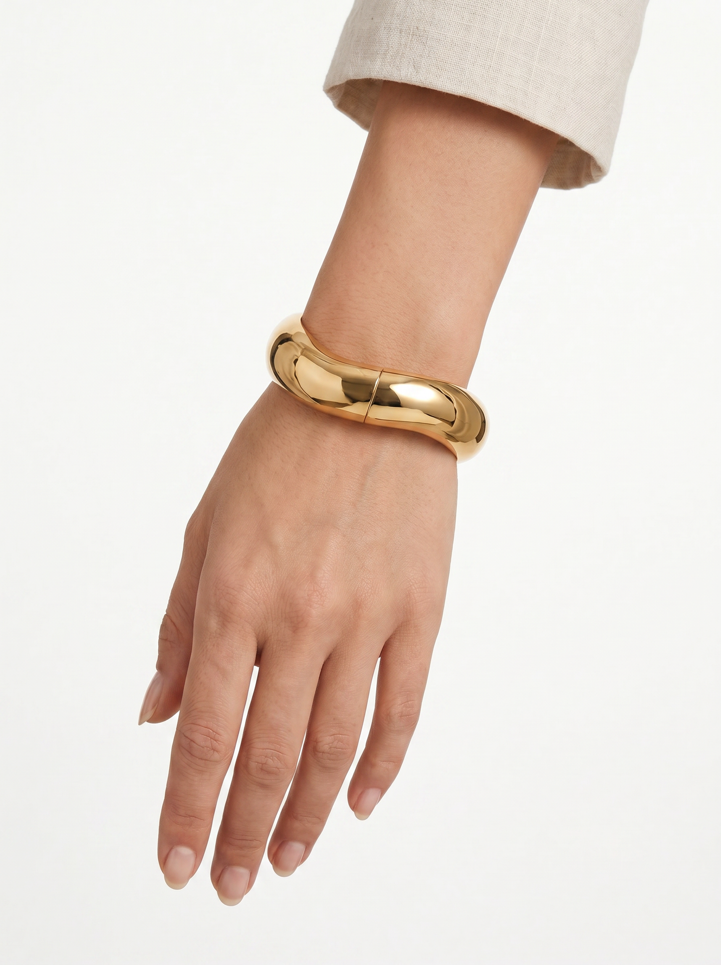 Bracciale rigido bombato a onda - Oro