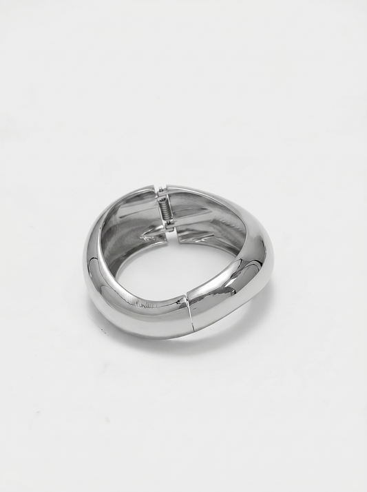 Bracciale rigido bombato a onda - Argento