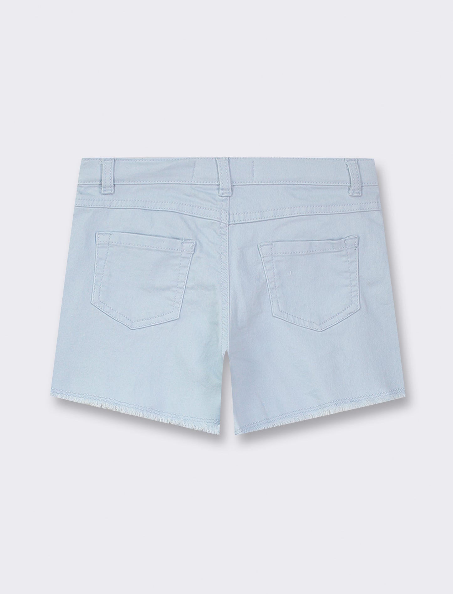 Short in twill elastico con ricami - Azzurro