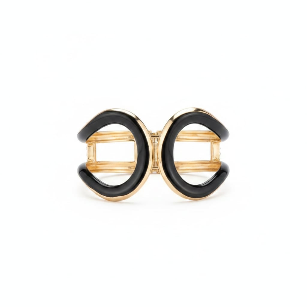 Bracciale rigido con dettaglio smaltato - Nero
