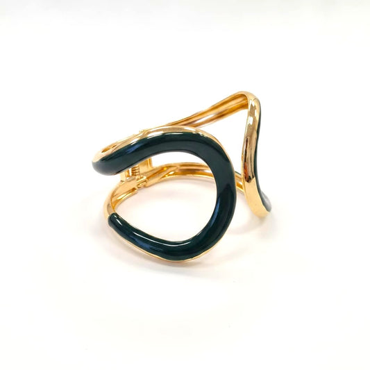 Enamel Detail Rigid Bracelet - Green