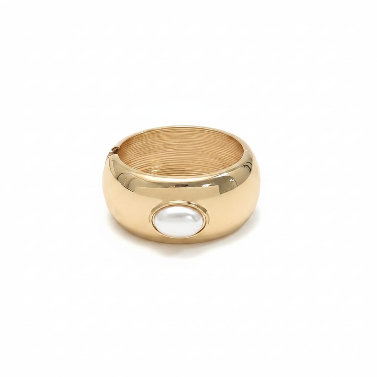 Puffed bracelet with pearl - Gold