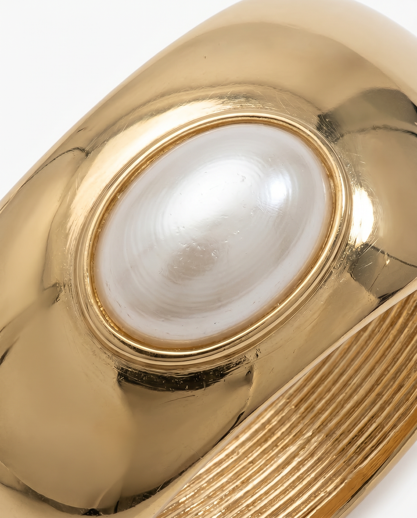 Puffed bracelet with pearl - Gold