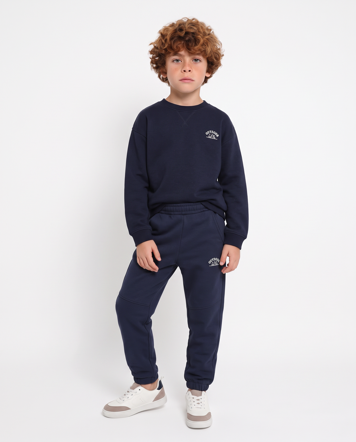 Fleece Lined Cotton Blend Joggers - Blue