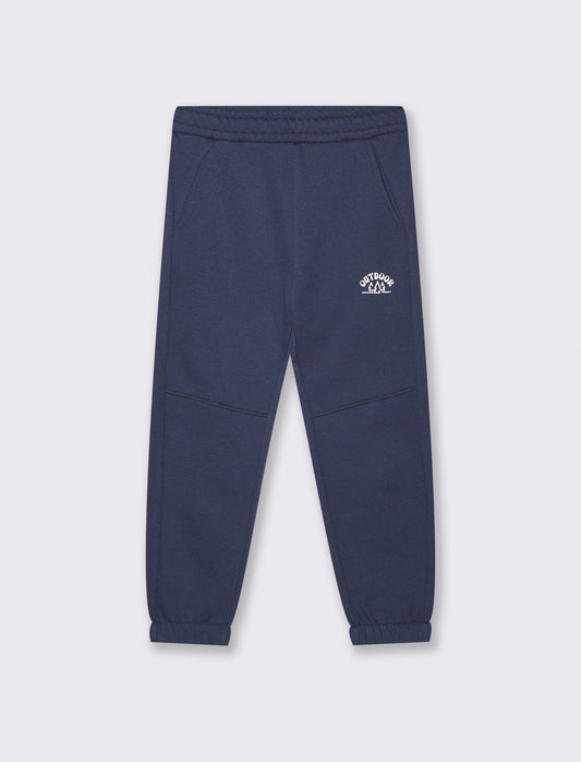 Fleece Lined Cotton Blend Joggers - Blue