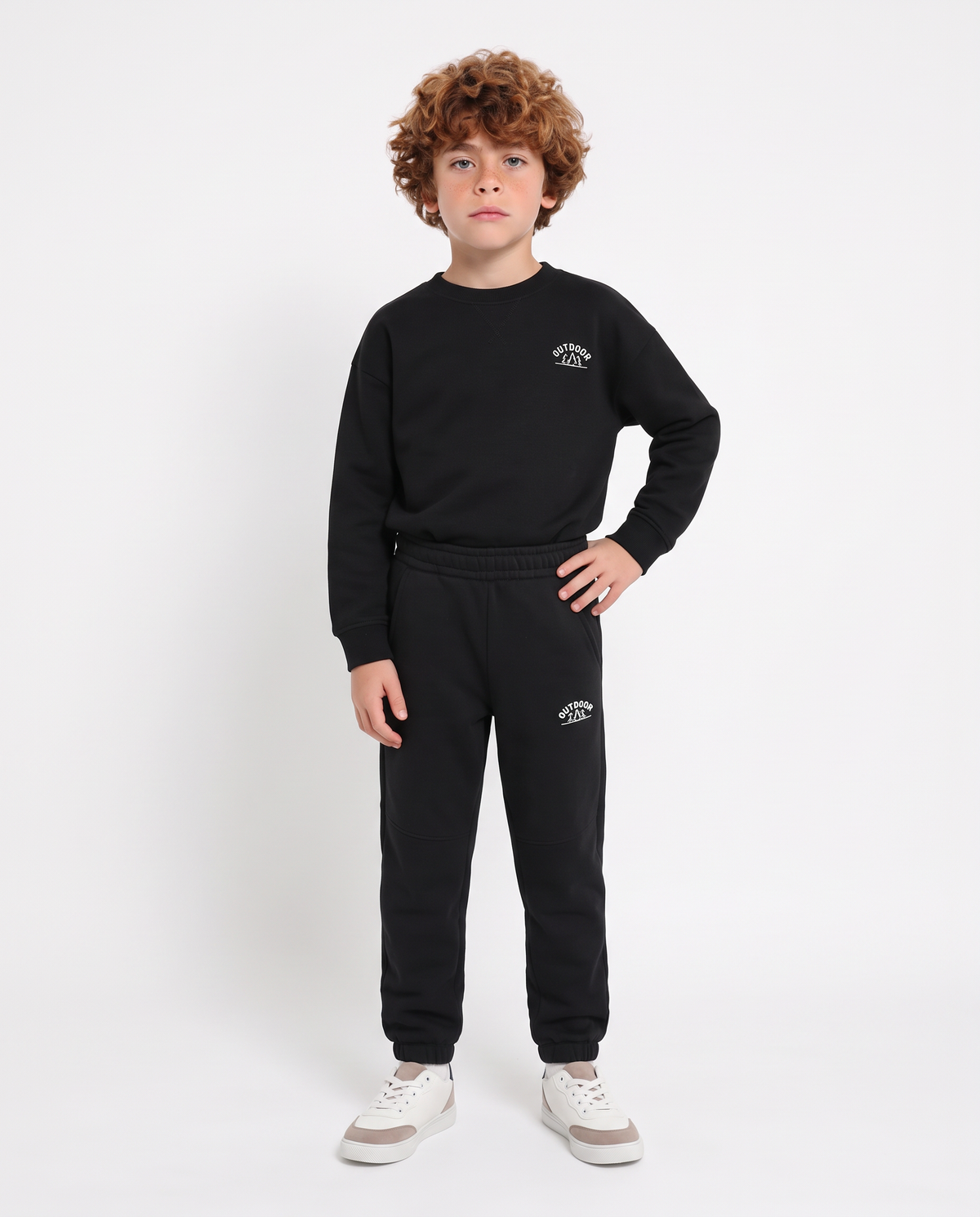 Jogger Garzato in Felpa Misto Cotone - Nero
