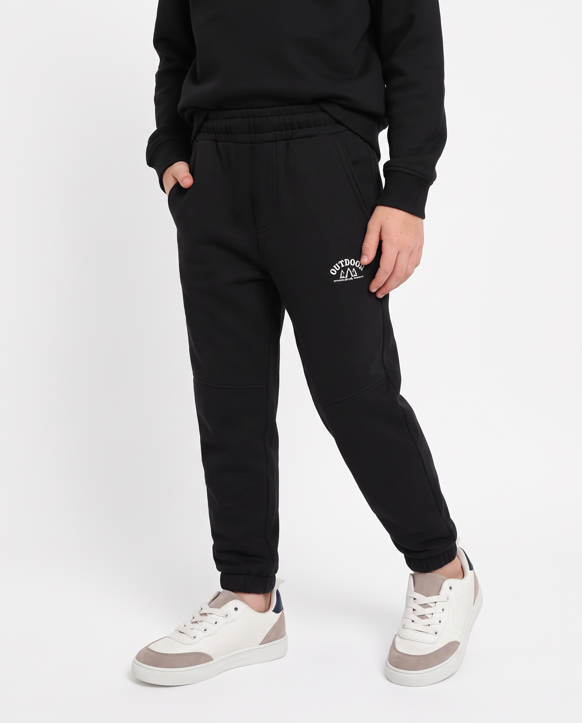 Jogger Garzato in Felpa Misto Cotone - Nero