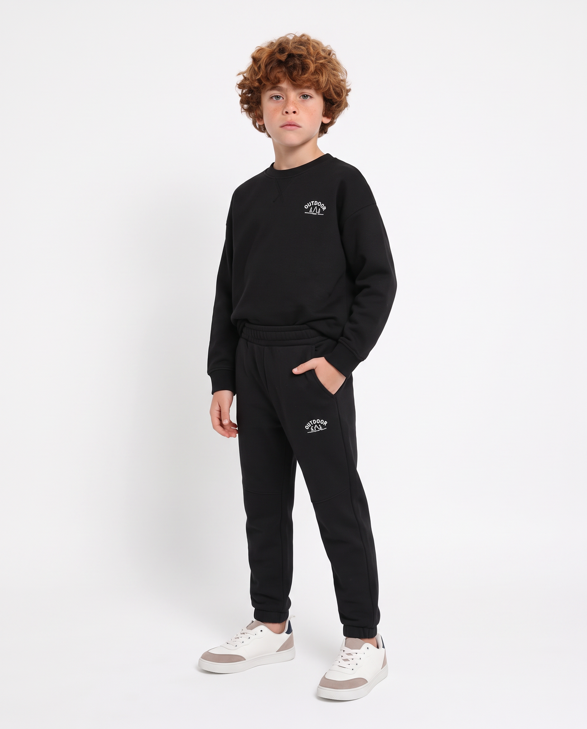 Jogger Garzato in Felpa Misto Cotone - Nero