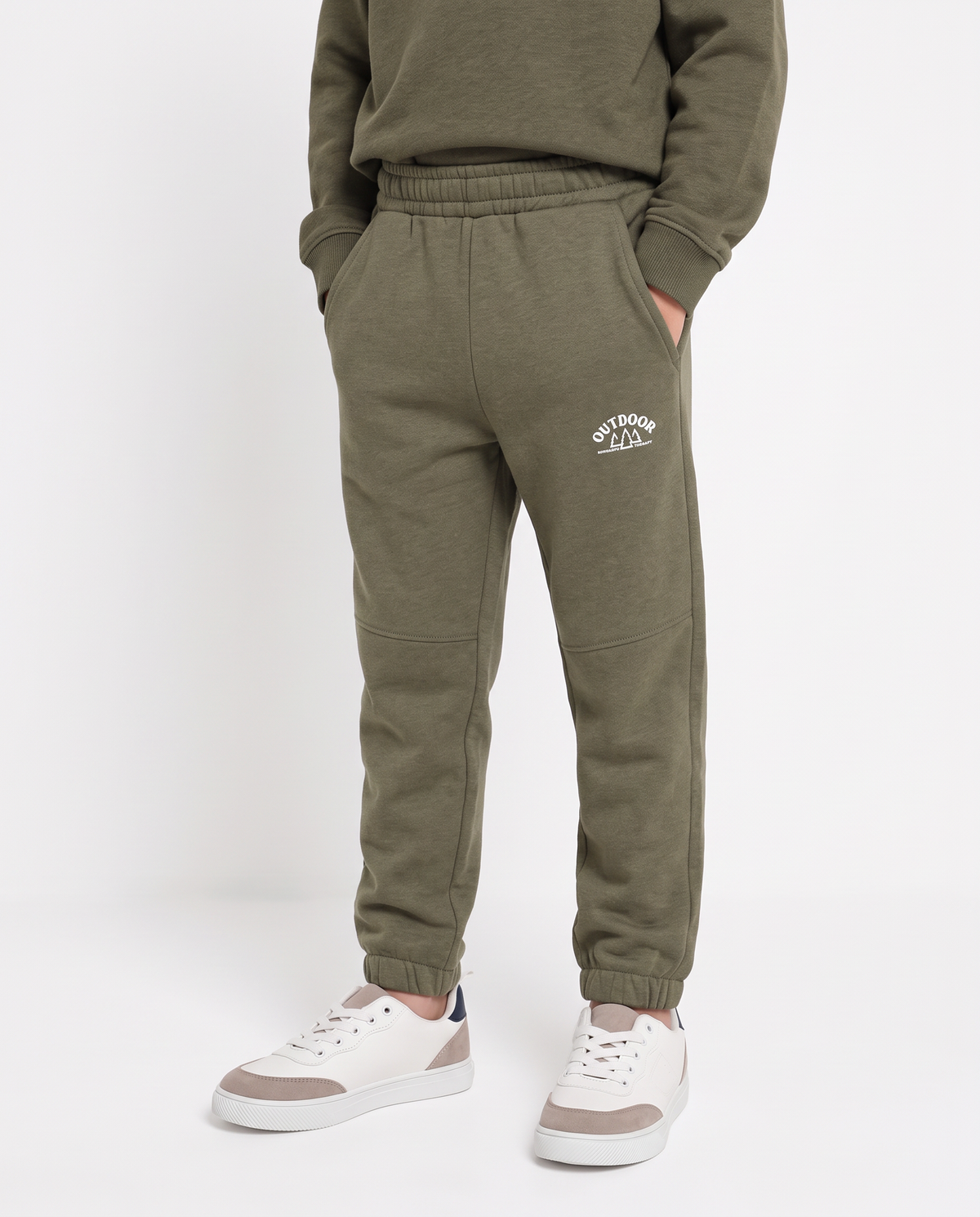 Jogger Garzato in Felpa Misto Cotone - Verde militare