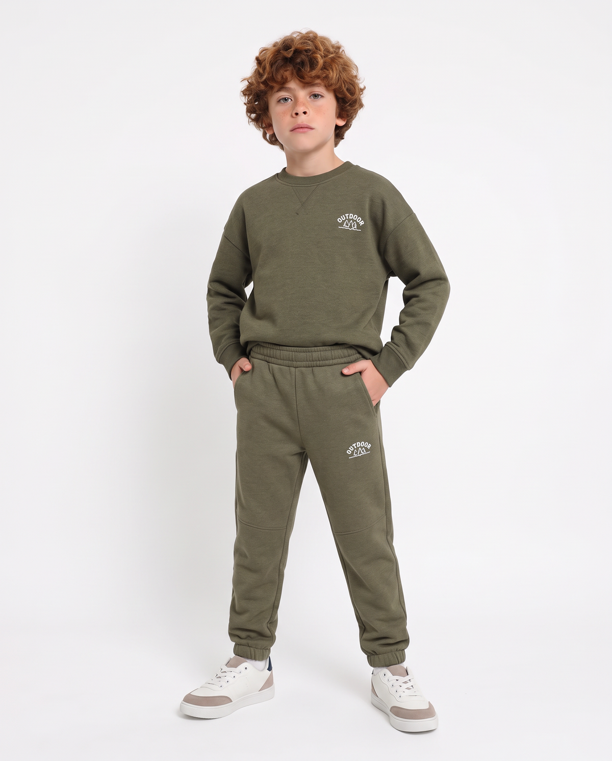 Jogger Garzato in Felpa Misto Cotone - Verde militare
