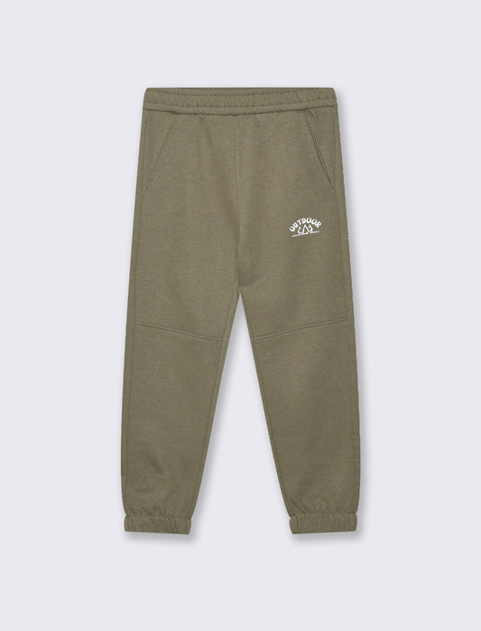 Fleece Lined Cotton Blend Joggers - Green