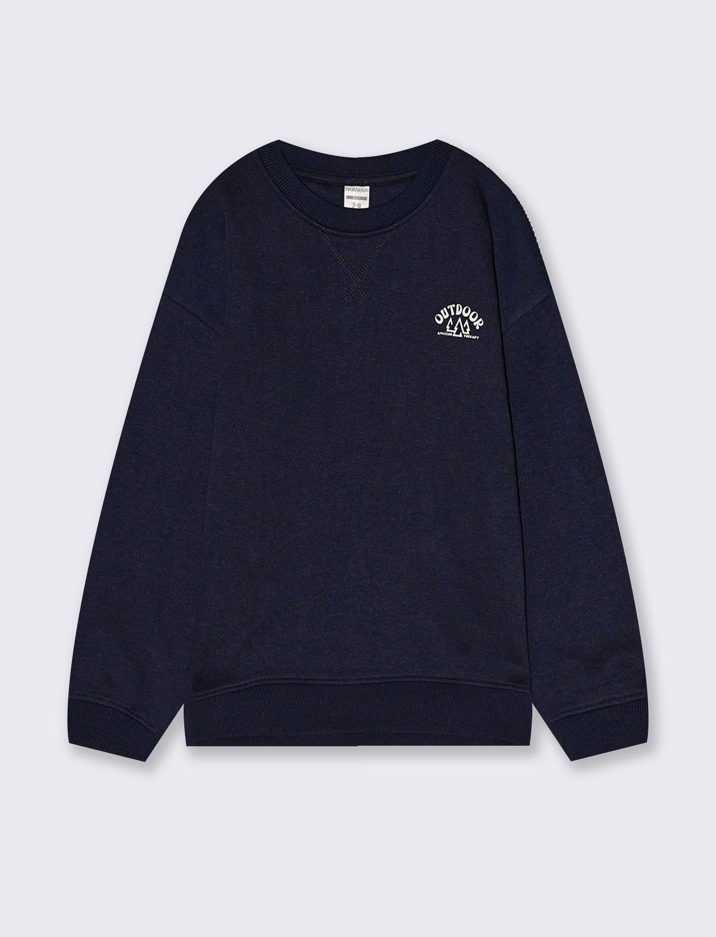 Felpa girocollo minimal con stampa e spacchetti - Blu