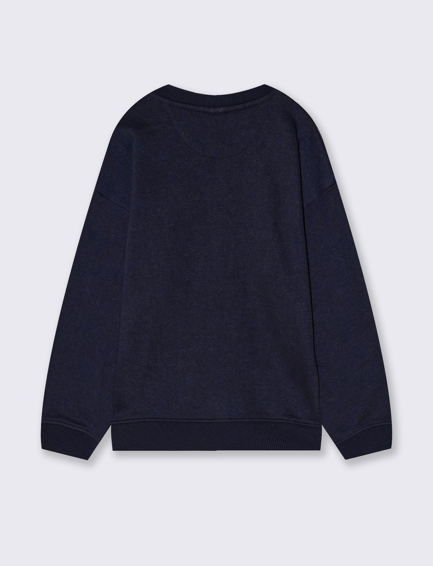 Felpa girocollo minimal con stampa e spacchetti - Blu