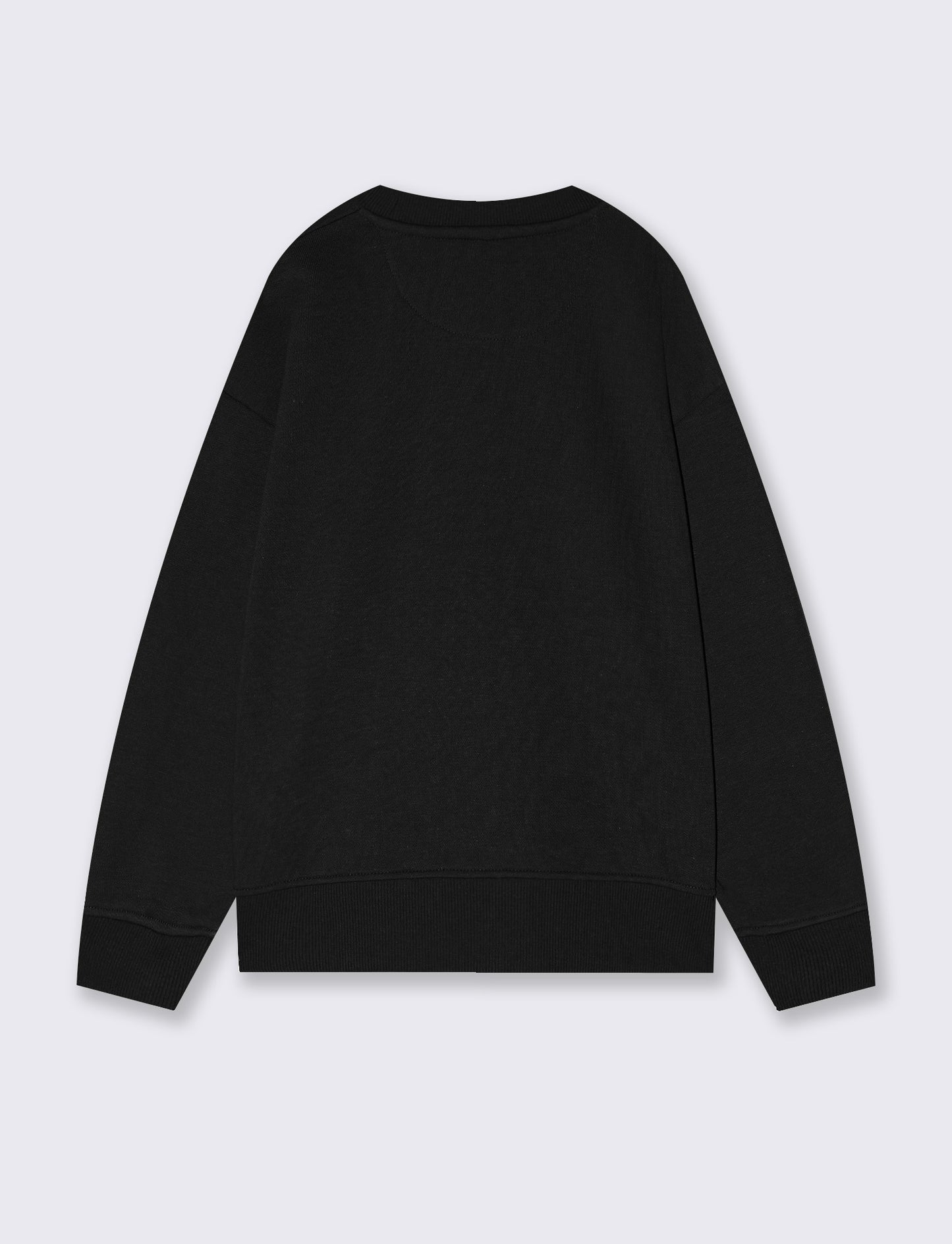 Minimal crewneck sweatshirt with print and slits - Black