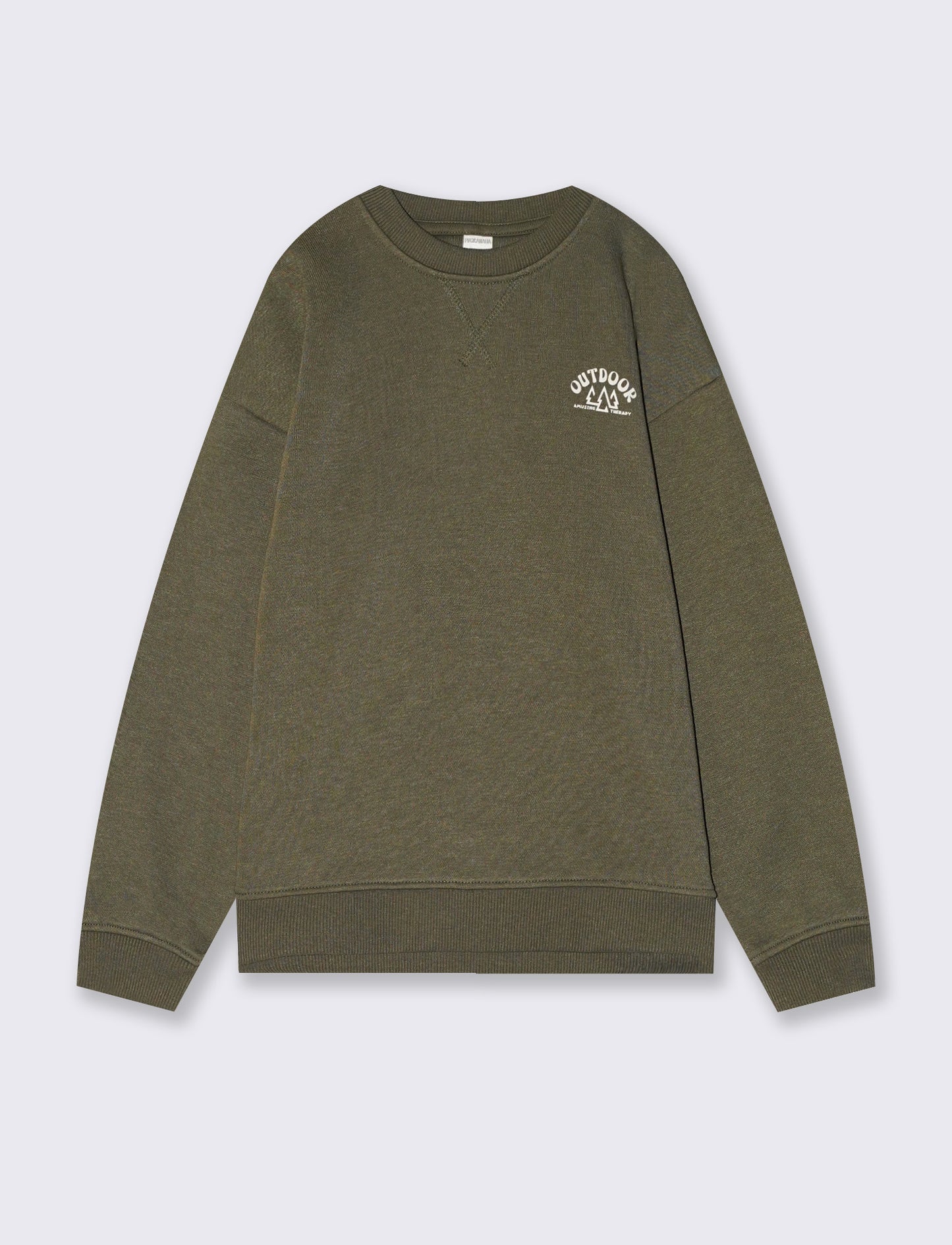Minimal crewneck sweatshirt with print and slits - Green