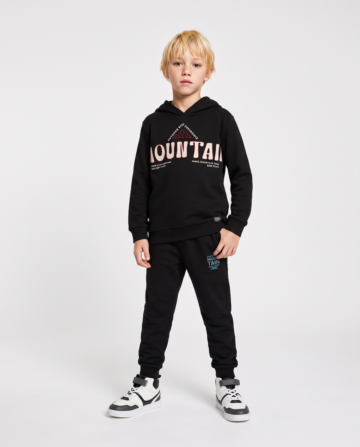 Sweatshirt Joggers with Print and Pockets - Black