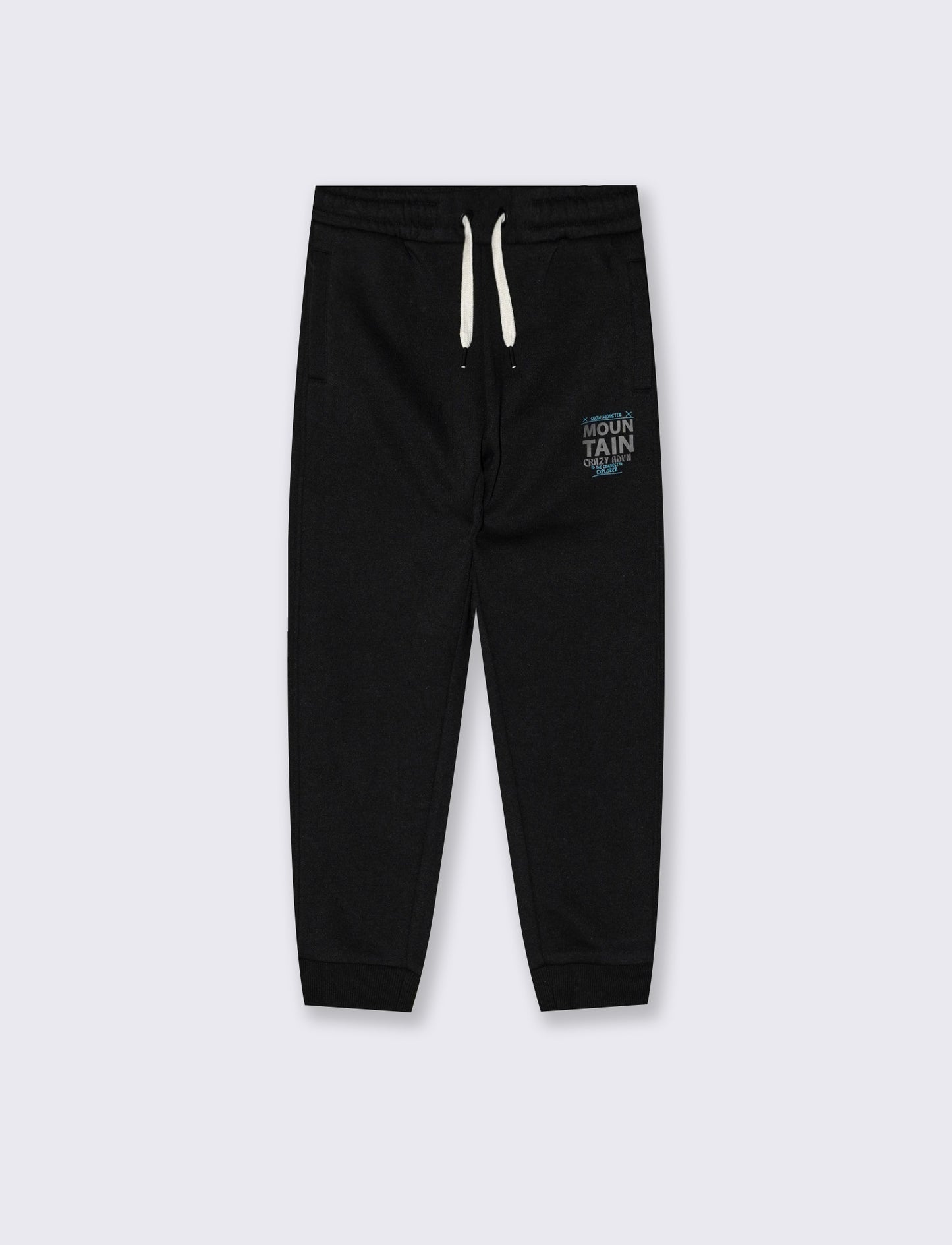 Sweatshirt Joggers with Print and Pockets - Black