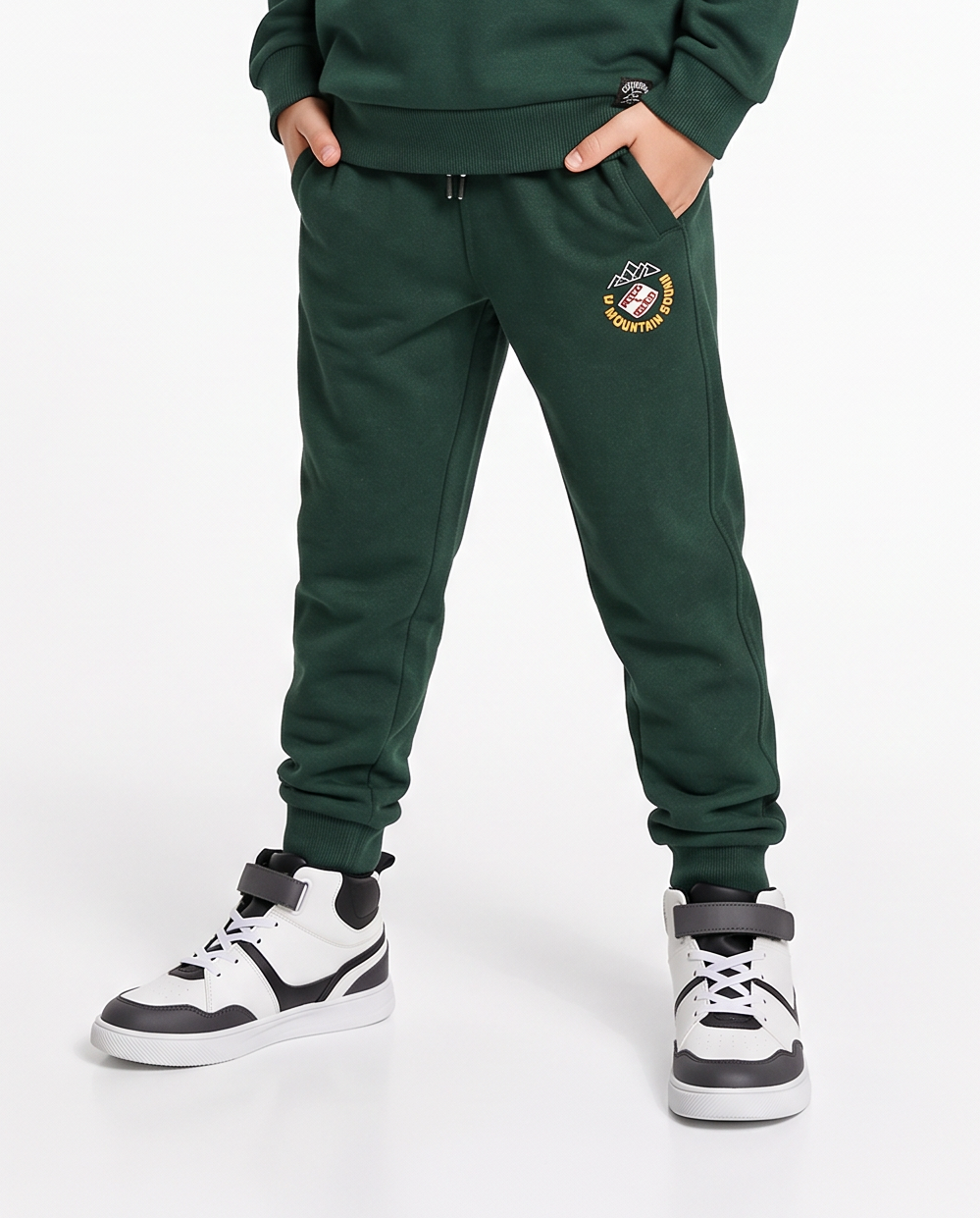 Sweatshirt Joggers with Print and Pockets - Green