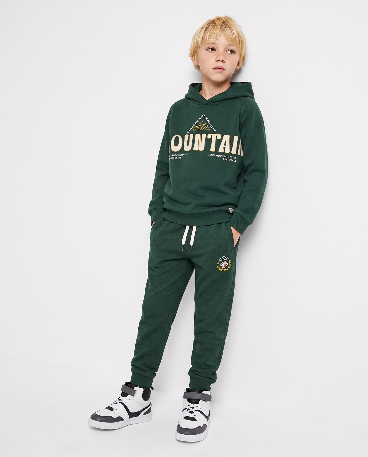 Sweatshirt Joggers with Print and Pockets - Green