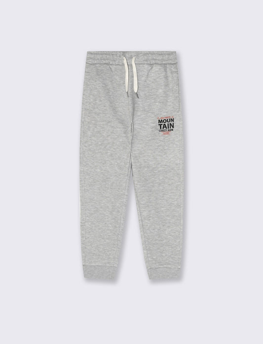 Jogger in felpa con stampa e tasche - Grigio mel.