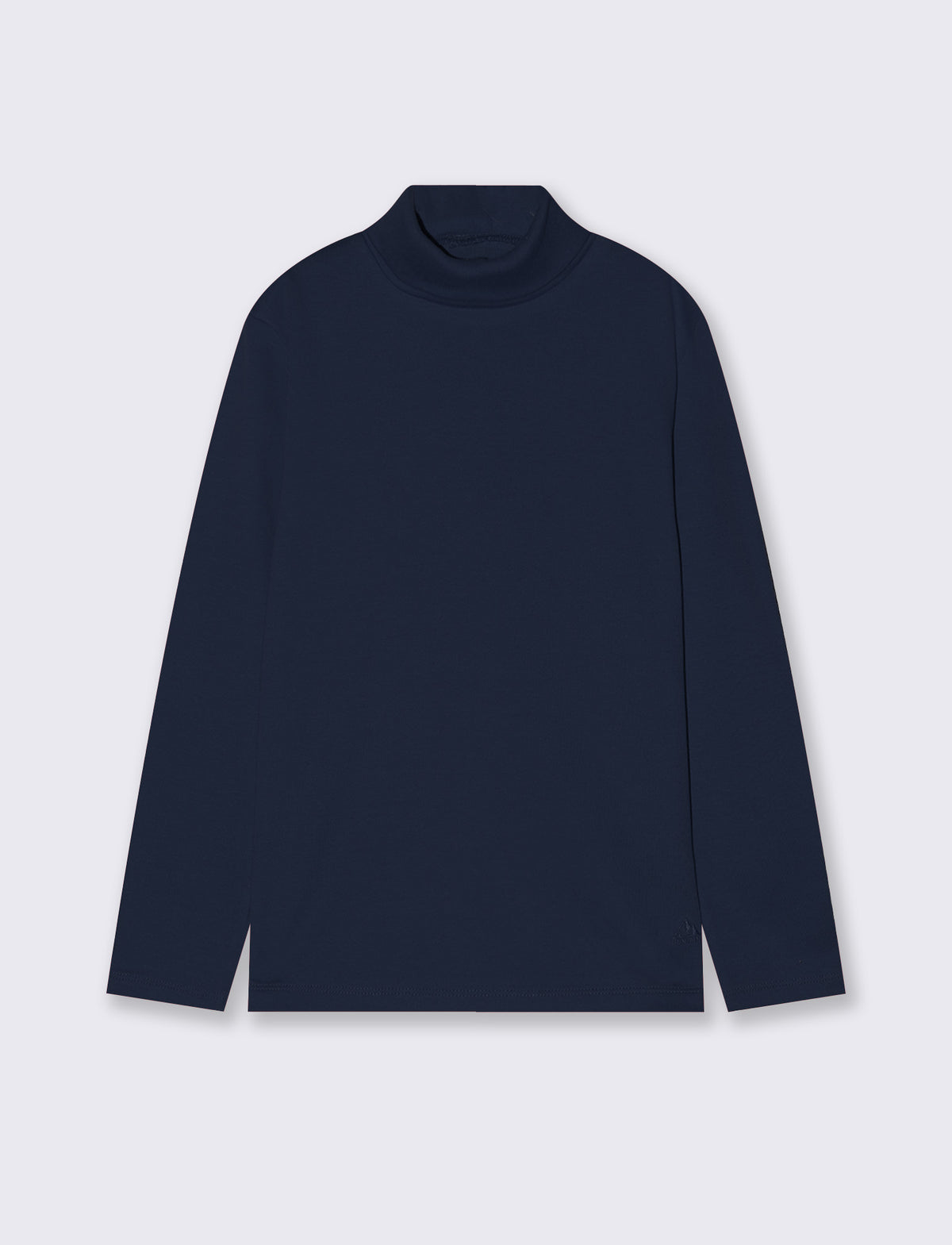 High-neck cotton interlock T-shirt - Blue