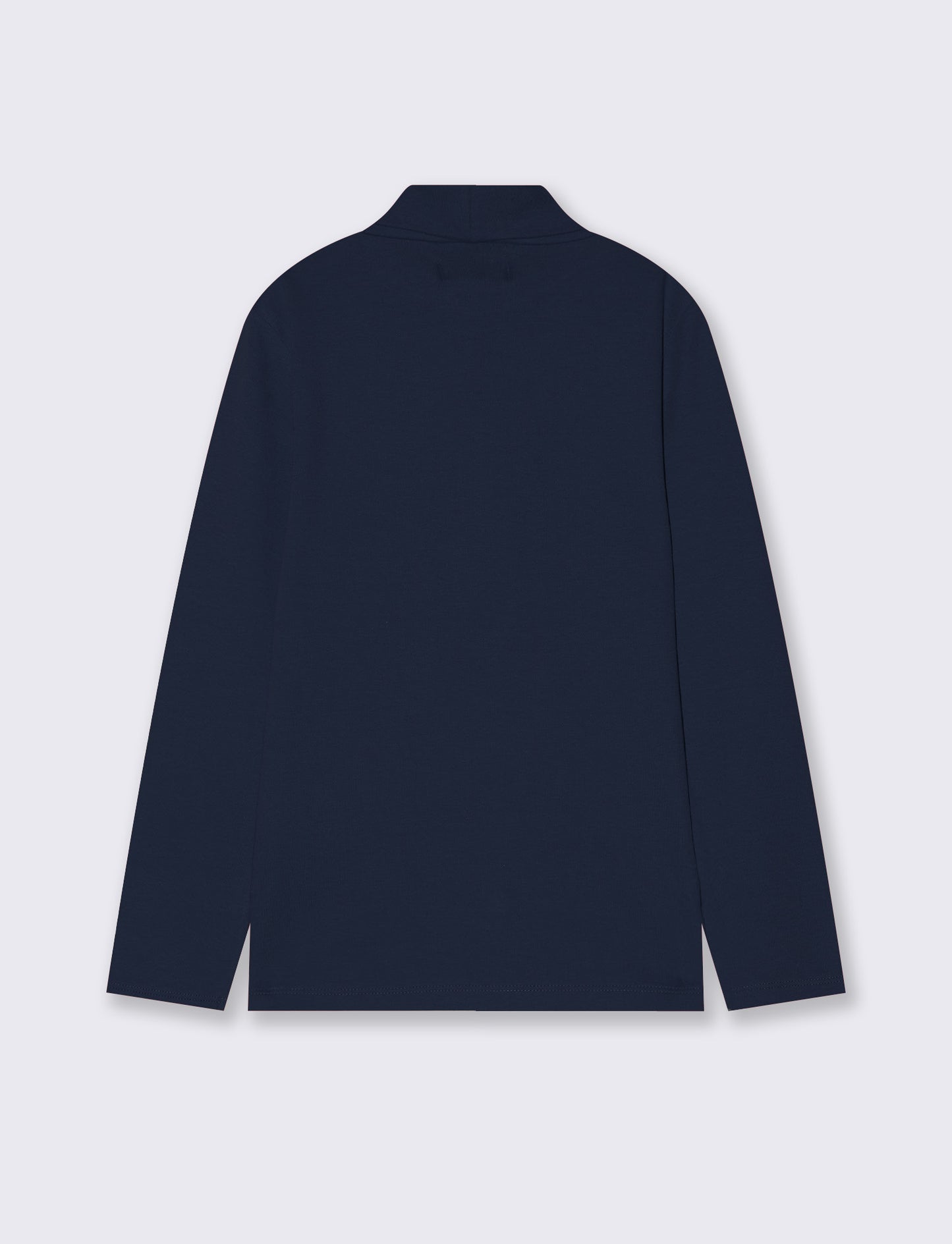 T-shirt collo alto in cotone interlock - Blu