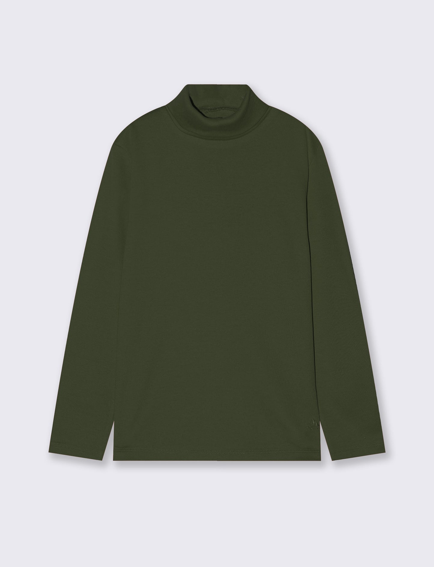 T-shirt collo alto in cotone interlock - Verde militare