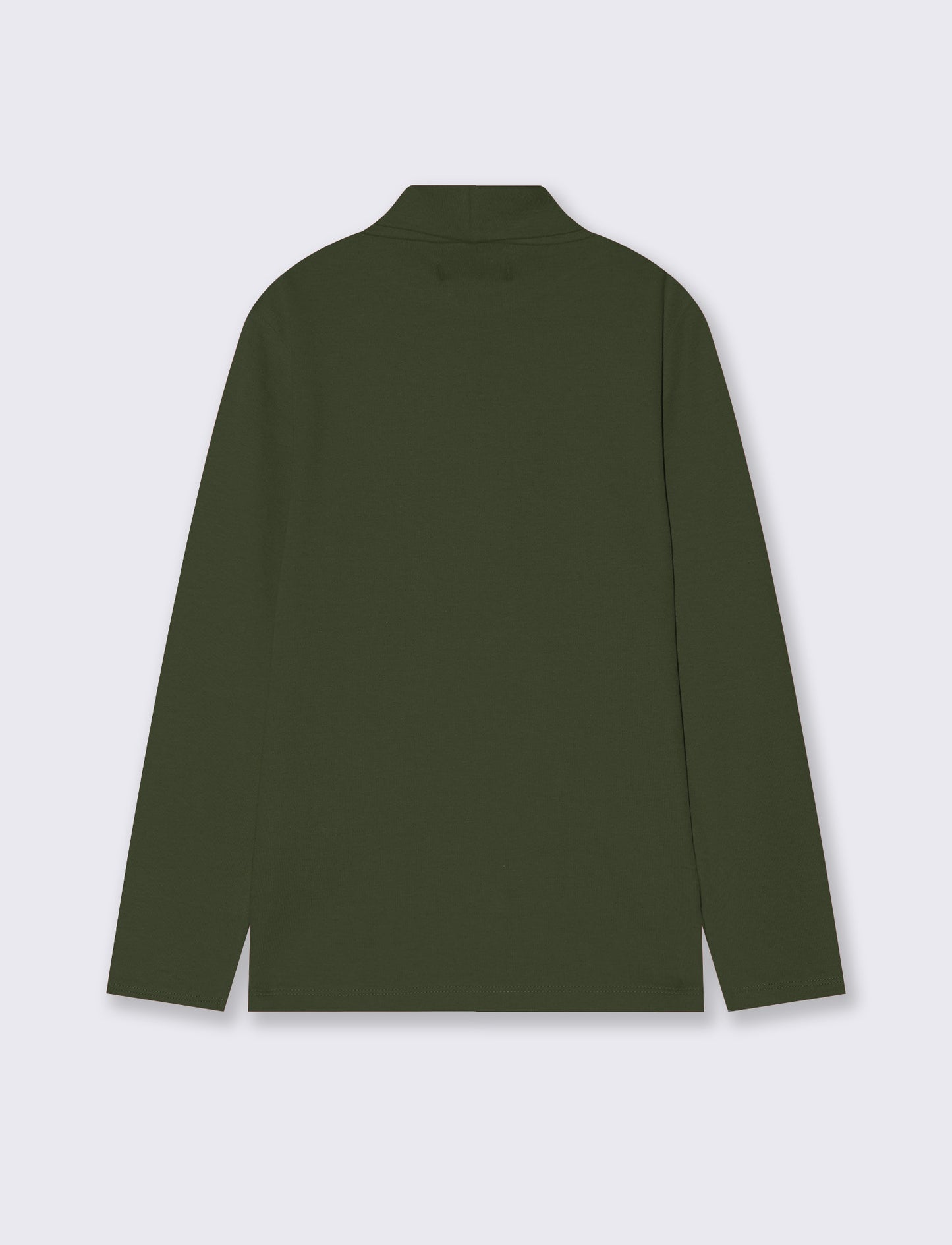 T-shirt collo alto in cotone interlock - Verde militare