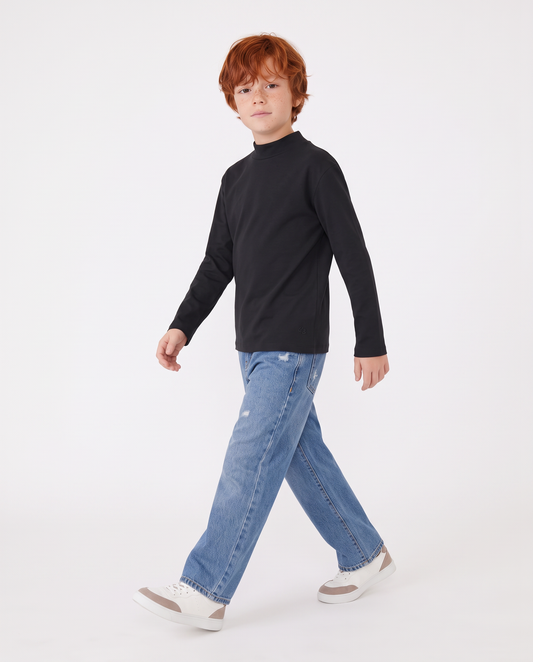 Long Sleeve Cotton T-Shirt - Black