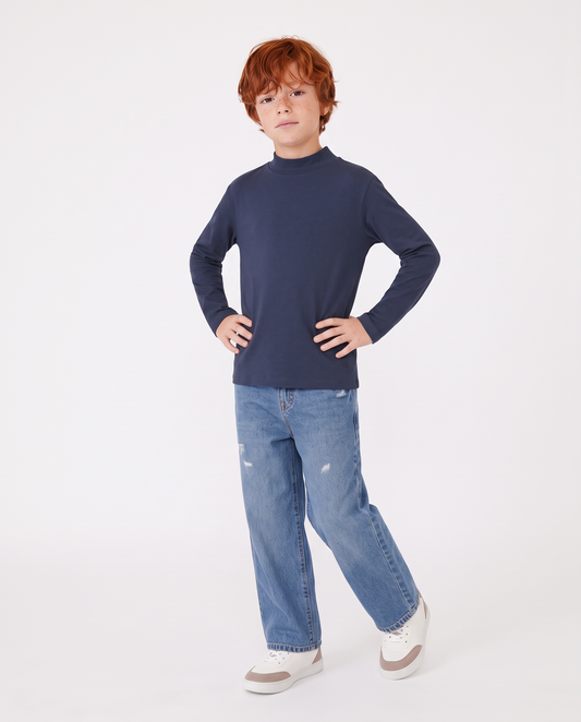 Long Sleeve Cotton T-Shirt - Blue