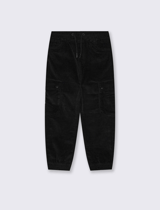 Jogger cargo in velluto a coste per l'inverno - Nero