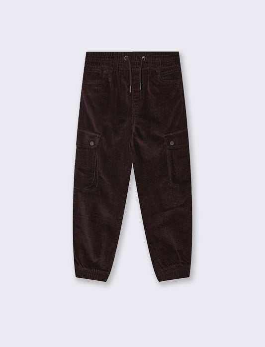 Jogger cargo in velluto a coste per l'inverno - Marrone cioccolato