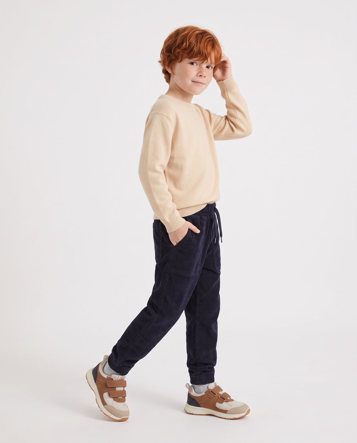 Corduroy joggers for winter - Blue