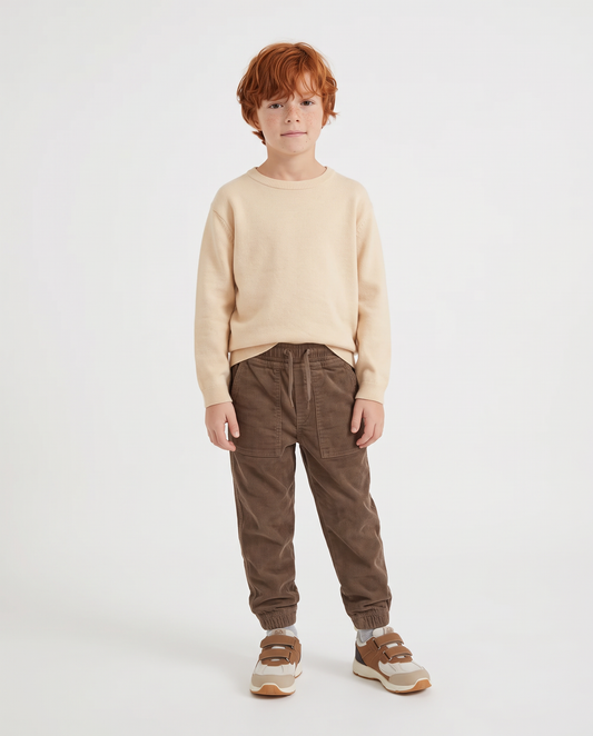 Corduroy joggers for winter - Brown