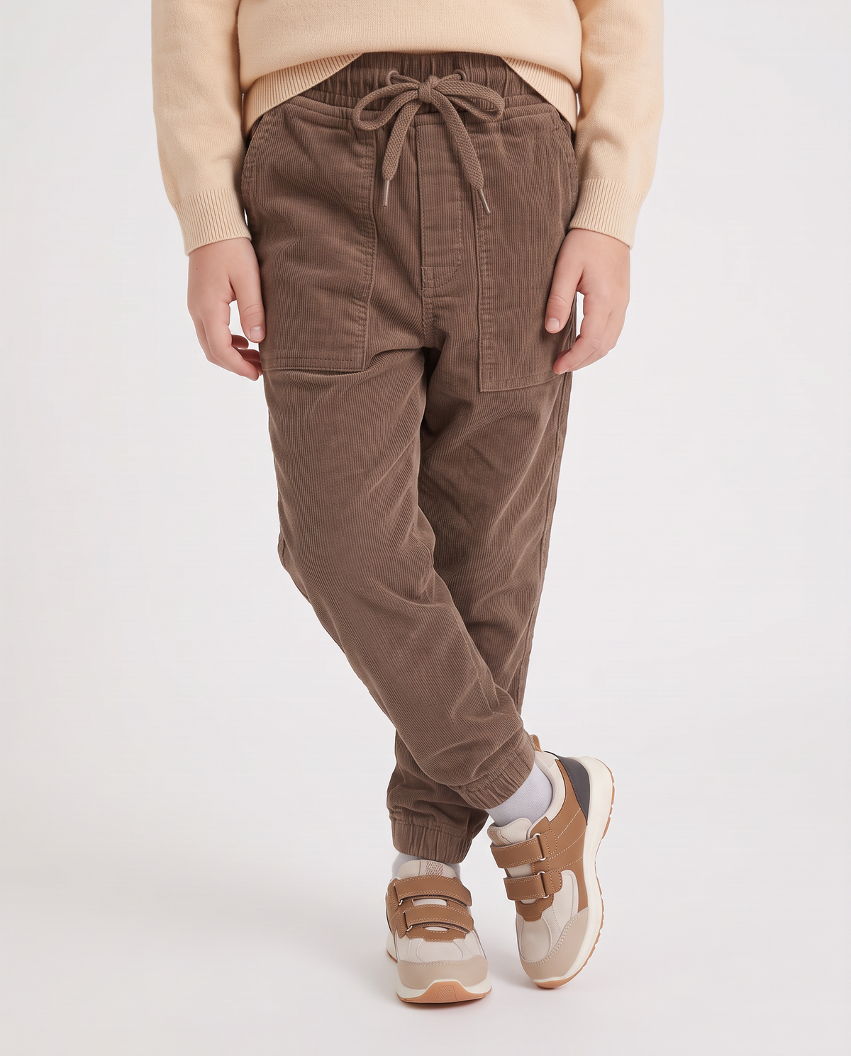 Corduroy joggers for winter - Brown