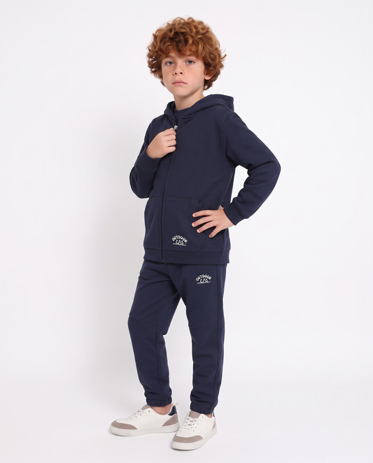 Hooded sweatshirt with zip and kangaroo pocket - Blue