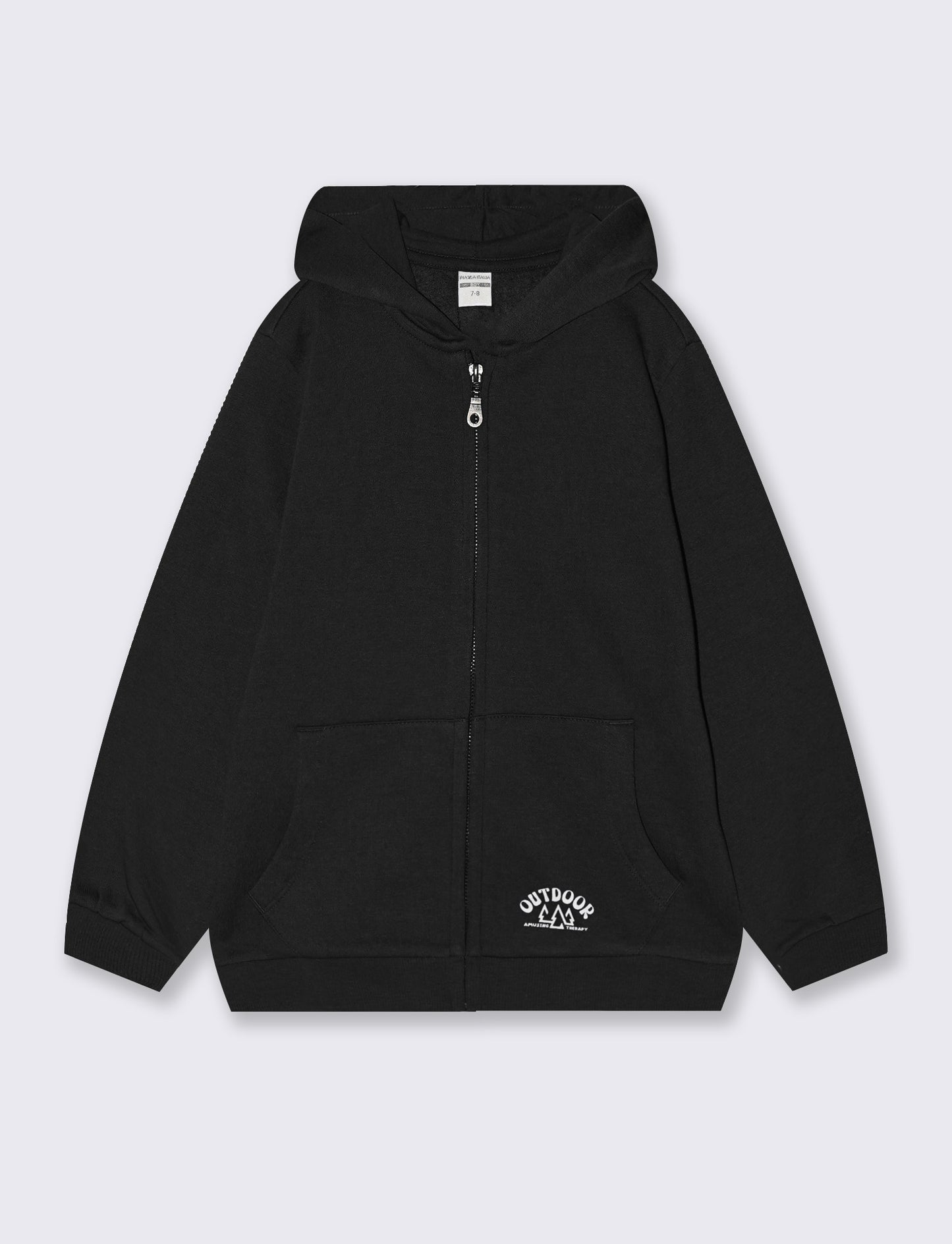 Felpa con cappuccio apribile e marsupio - Nero