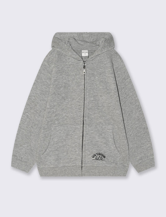 Felpa con cappuccio apribile e marsupio - Grigio mel.
