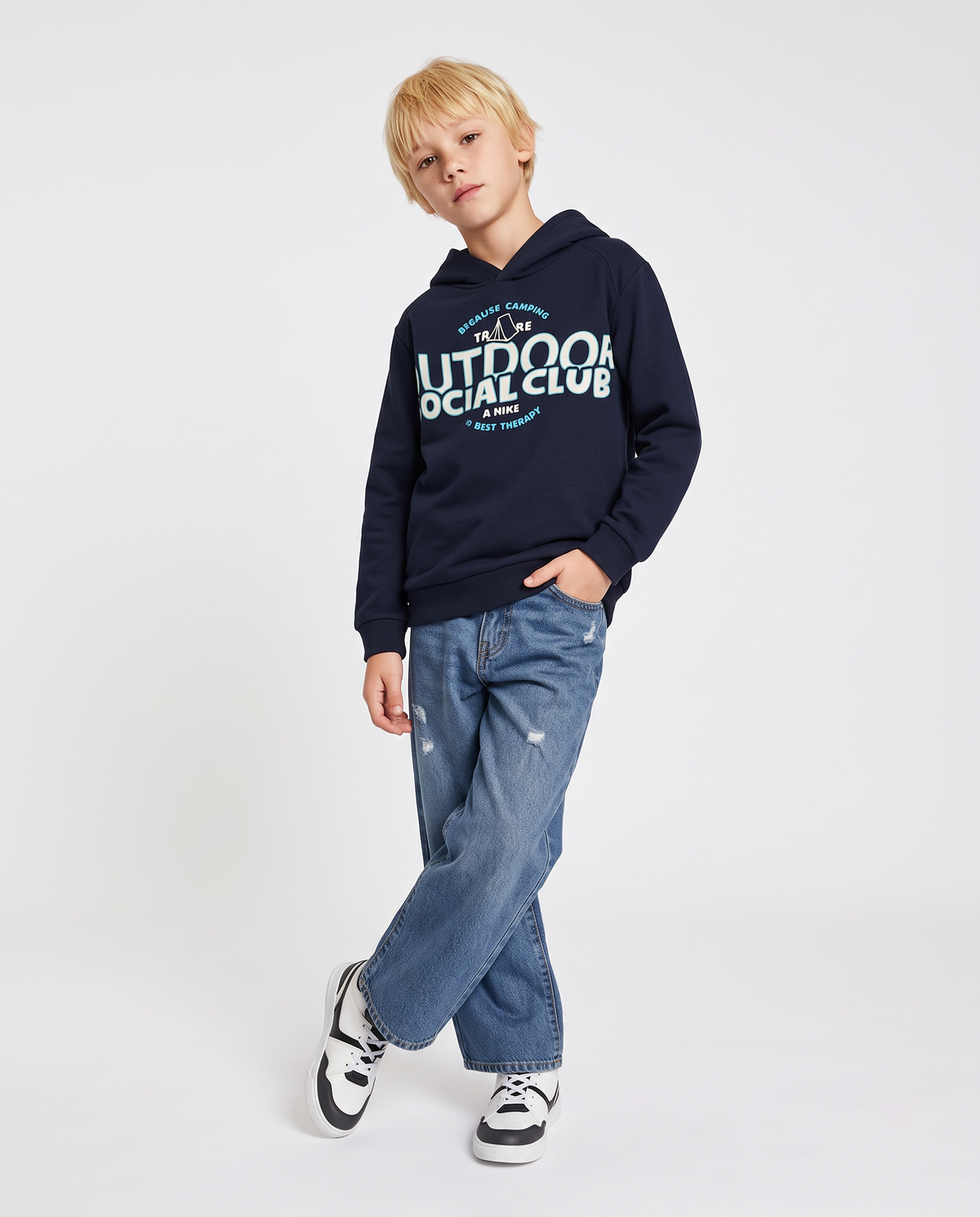Hoodie with stylish maxi print - Blue